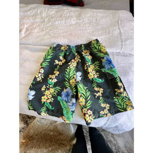 RS SURF Men's Floral Tropical Hawaiian Print Surf Board Shorts Size Large